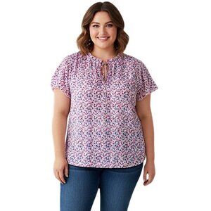 C by One Blouse  Flutter Sleeve Summer Top Boho Semitransparent Lined Plus 2X